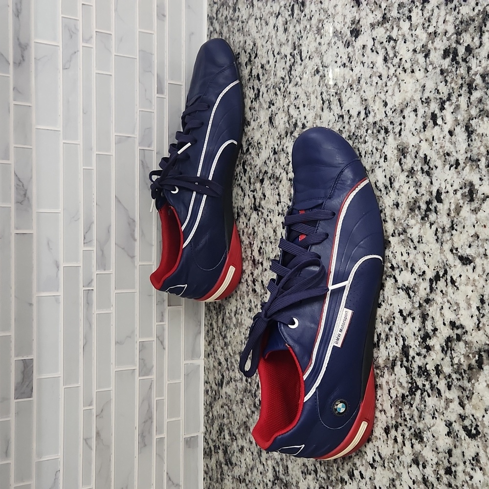 Navy-Blue Puma BMW Motorsports Driving Shoes sz 14 low top leather sneakers - Picture 3 of 7
